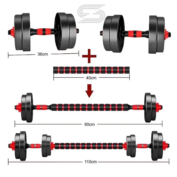 Kit Halteres + Barra Kettlebell 6 em 1 Pesos de Musculação - Vitalis Sport™