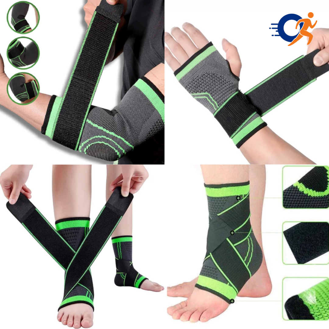 Kit 2 Tornozeleiras, Cotoveleiras, Munhequeiras - Vitalis Sport™