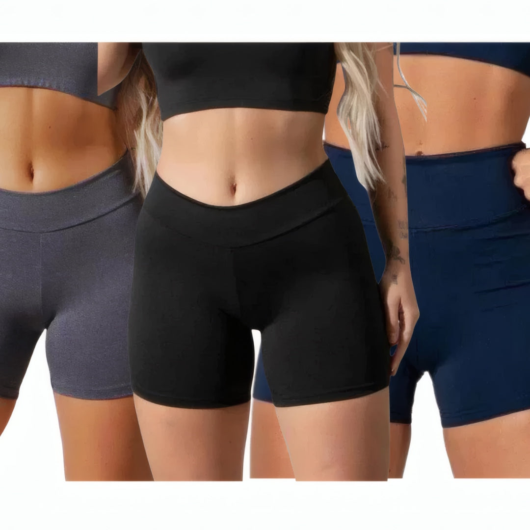 Pague 2 Leve 3 - Shorts Feminino Academia Cintura Alta - Vitalis Sport™