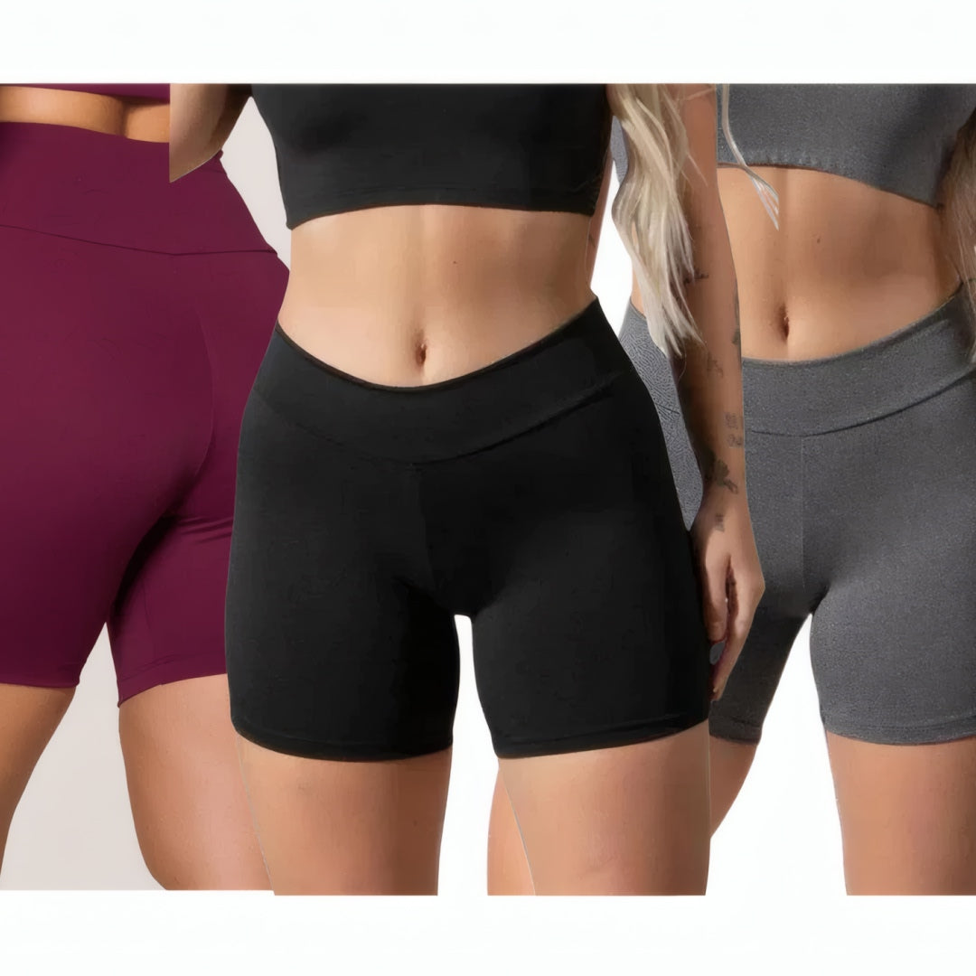 Pague 2 Leve 3 - Shorts Feminino Academia Cintura Alta - Vitalis Sport™