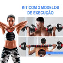 Kit Halteres + Barra Kettlebell 6 em 1 Pesos de Musculação - Vitalis Sport™