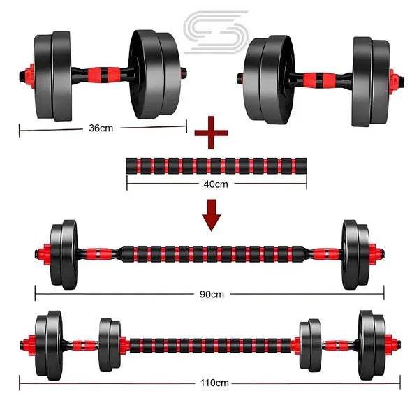 Kit Halteres + Barra Kettlebell 6 em 1 Pesos de Musculação - Vitalis Sport™