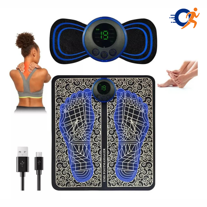 Kit de Tapete e Mini Massageador Elétrico para Dores nos pés e Musculares - Vitalis Sport™