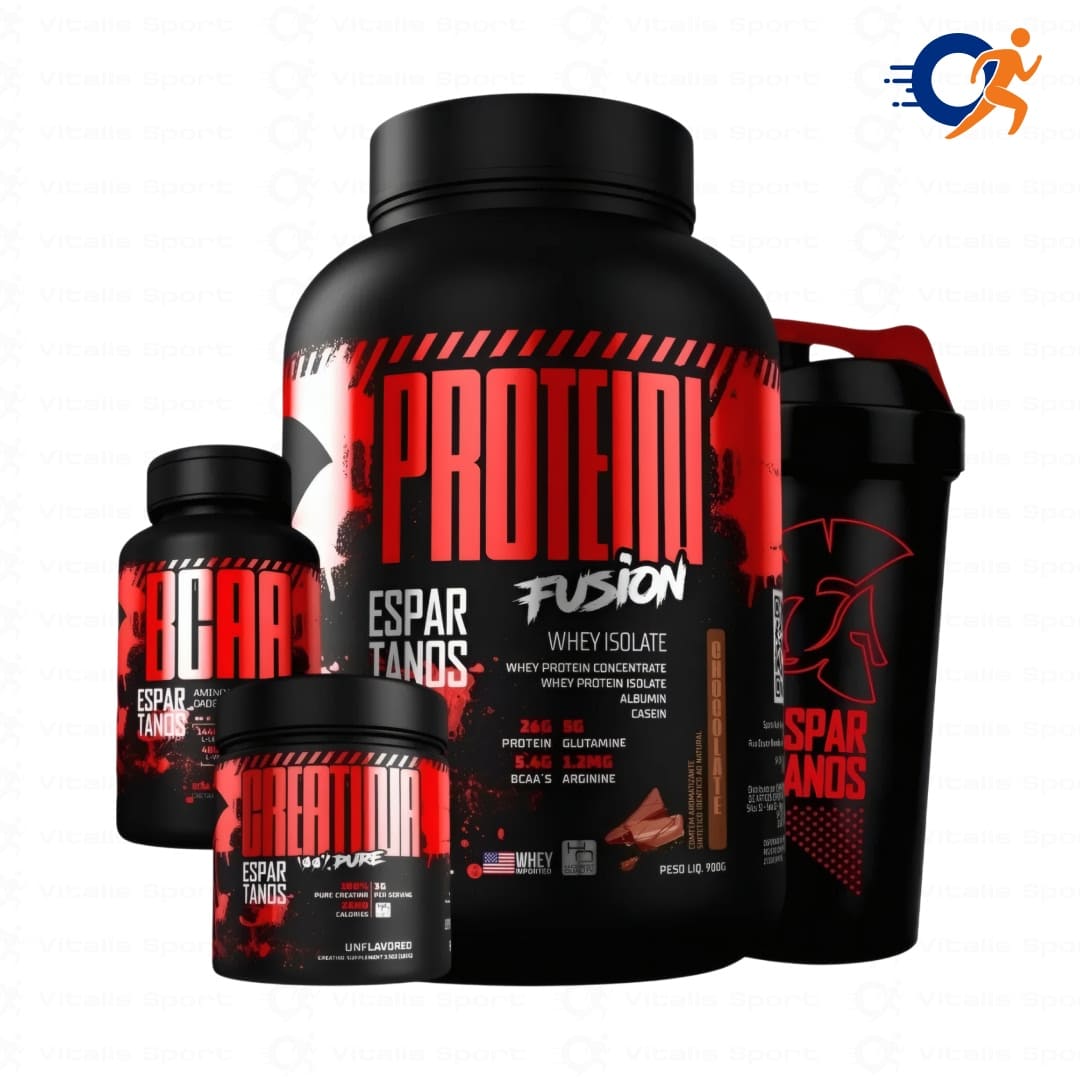 KIT Whey Protein Fusion + Bcaa + Creatina + Shaker - Vitalis Sport™