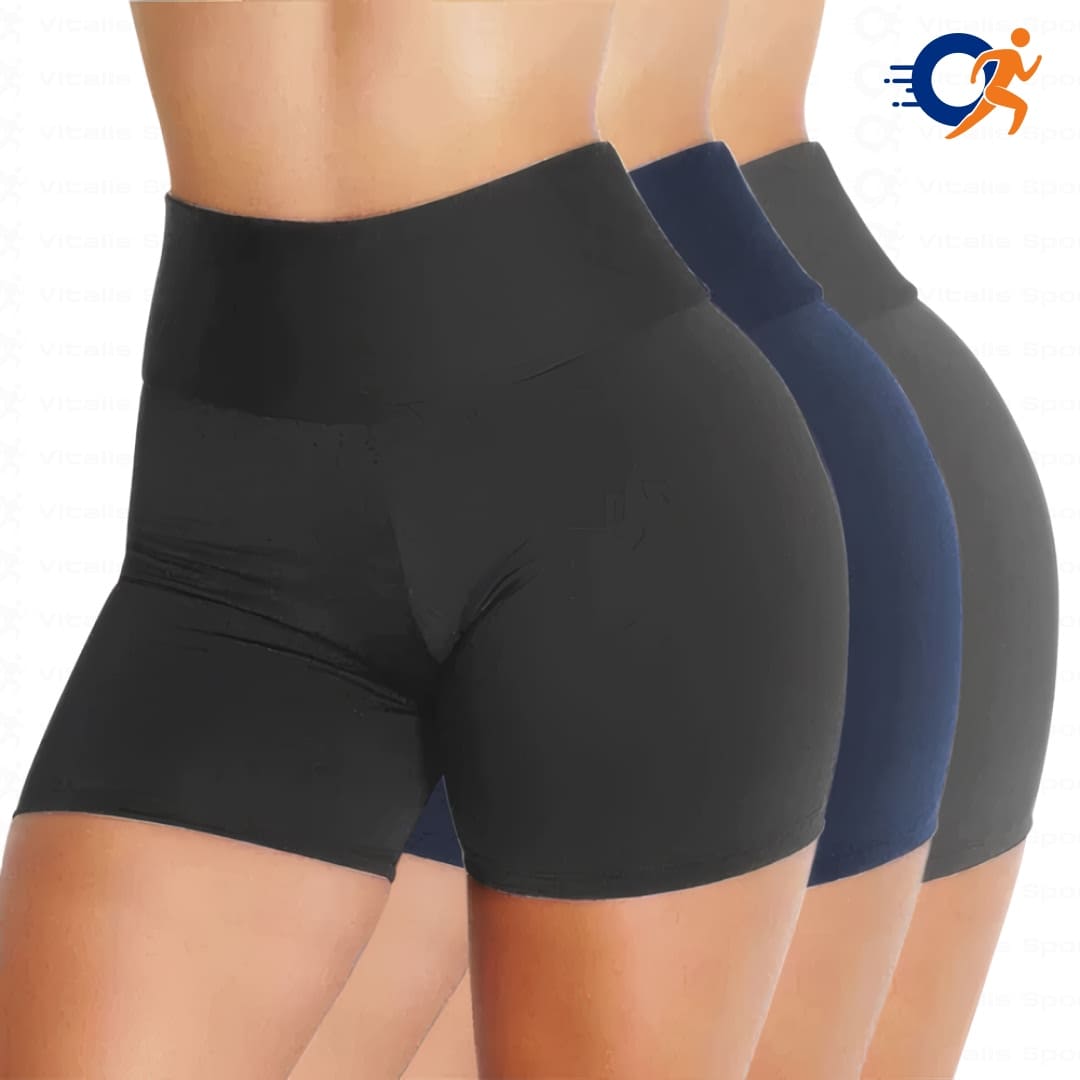 Pague 2 Leve 3 - Shorts Feminino Academia Cintura Alta - Vitalis Sport™