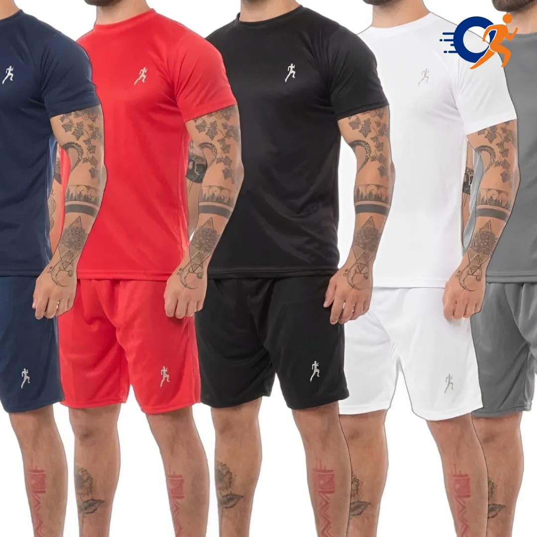 Kit 5 Conjuntos de camisetas Academia masculinas + 5 Bermudas - Vitalis Sport™