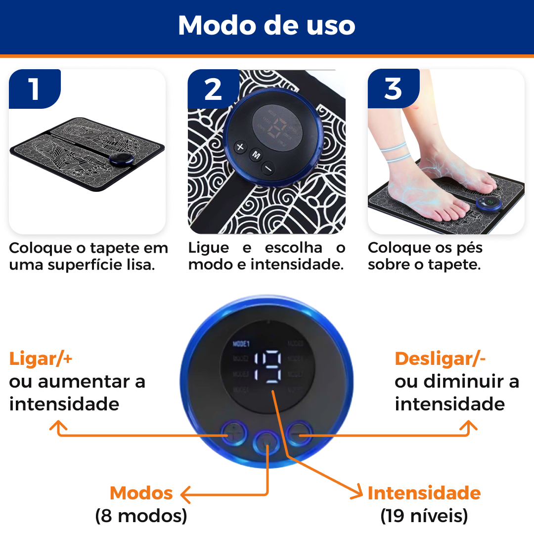 Tapete de Massagem Elétrico para pés inchados e doloridos - Vitalis Sport™