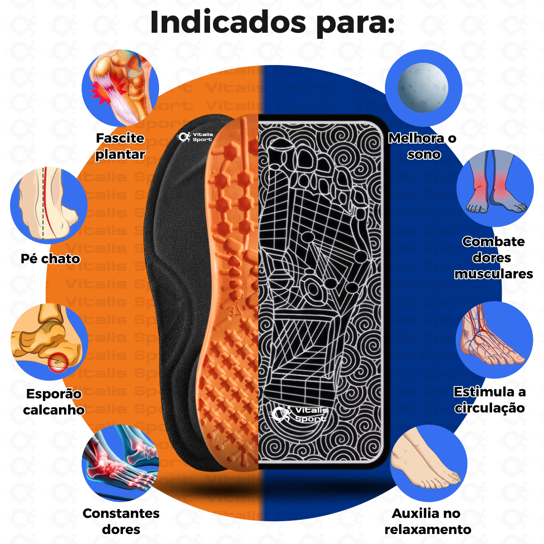 Palmilha Ortopédica de Gel + Tapete Massageador de pés - Vitalis Sport™