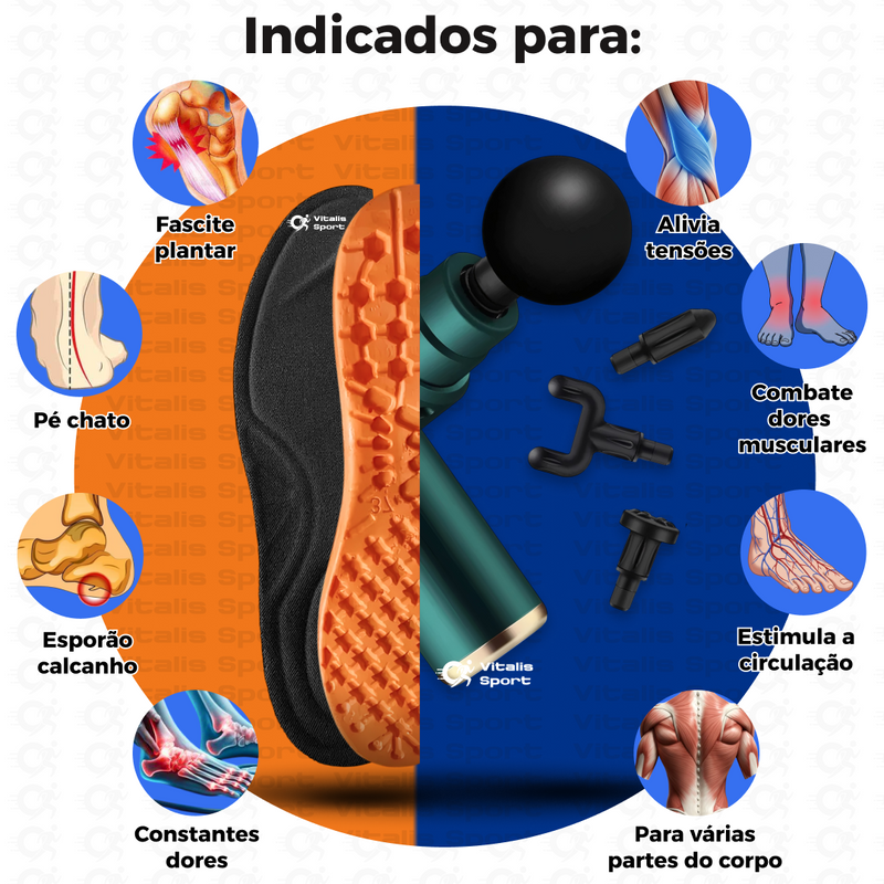 Palmilha Ortopédica de Gel + Pistola de Massagem Corporal - Vitalis Sport™