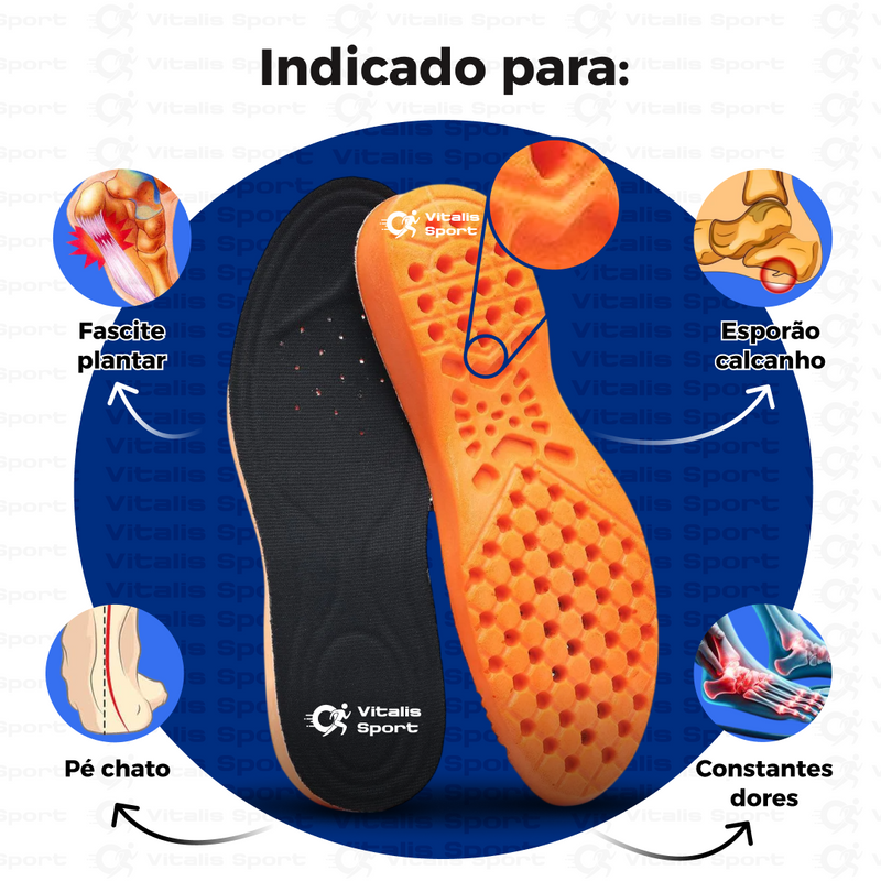 1 Par de Palmilha Ortopédica de Gel P.U - Vitalis Sport™