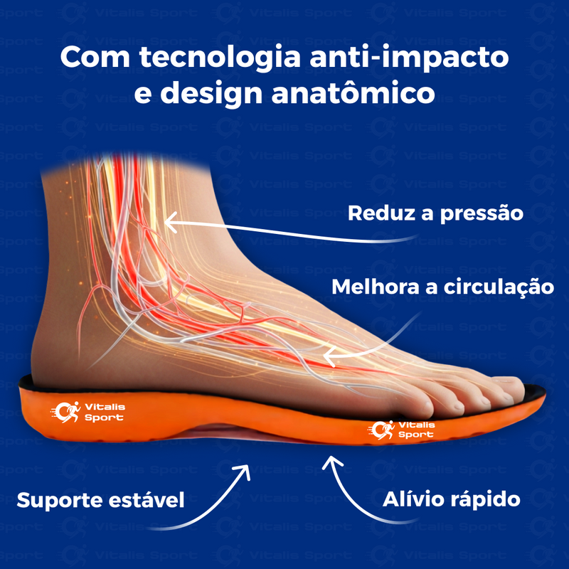 1 Par de Palmilha Ortopédica de Gel P.U - Vitalis Sport™