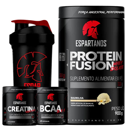 Kit Whey Protein Fusion + Bcaa + Creatina + Shaker - Vitalis Sport™