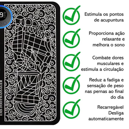 Kit de Tapete e Mini Massageador Elétrico para Dores nos pés e Musculares - Vitalis Sport™