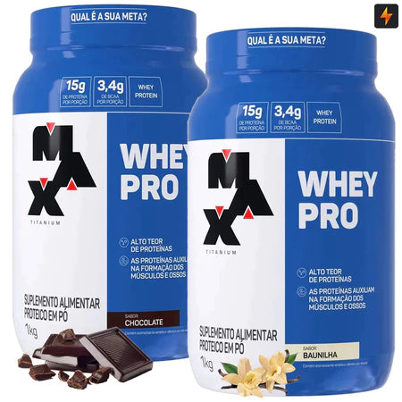 Kit 2x Whey Pro 1kg Max Titanium - Vitalis Sport™