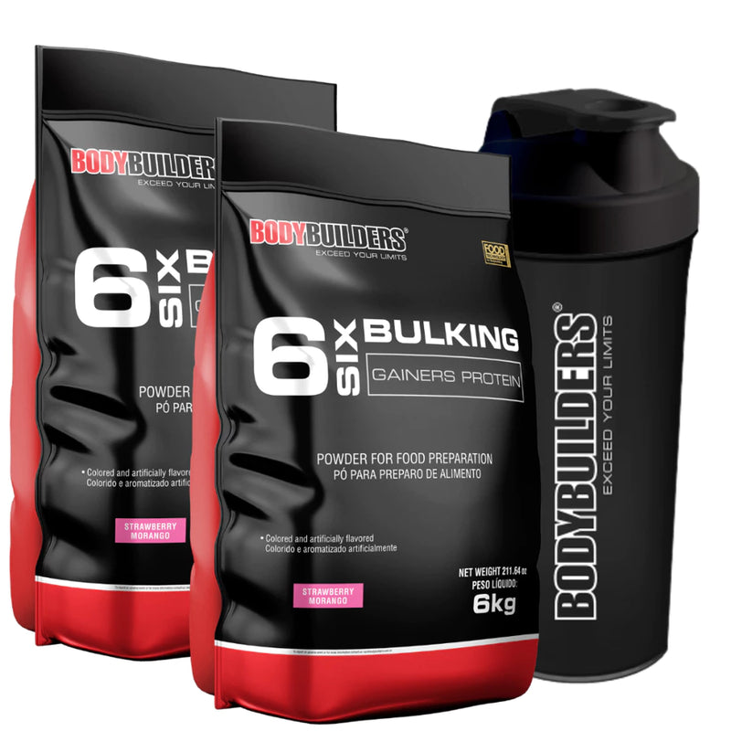 Kit 2x Hipercalórico 6 Six Bulking 6kg + Coqueteleira Bodybuilders - Vitalis Sport™